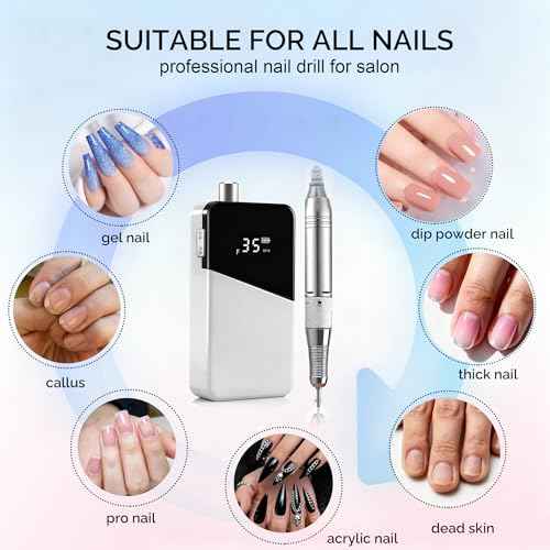 Electric Nail Drill Machine,Rechargeable 35000 RPM Nail Drill Portable E-File ,Nail FileTool for Women,Electric Acrylic Nail Tools ,Polishing,Nail Removing