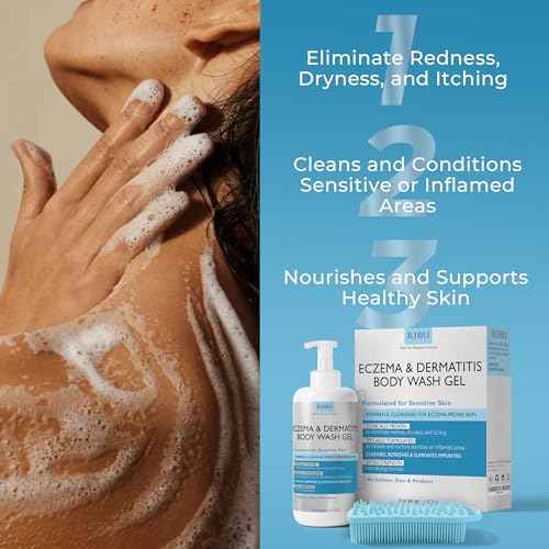 Eczema Body Wash | Eczema Treatment | Gel Cleanser For Eczema Prone Skin | Soothes Dryness & Itching, Gentle On Eczema & Dermatitis, Sulfate-Free With A Free Scrubber Brush
