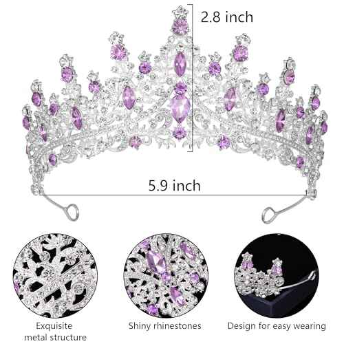 Tiaras and Crowns for Women Crystal Princess Tiaras Rhinestone Queen Crowns For Wedding Bridal Birthday Prom Pageant Party (Tiara 100)