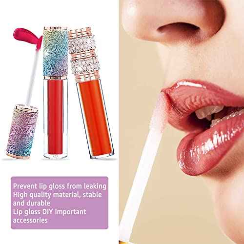 AMORIX 72pcs 5ml Diamond Lip Gloss Tubes With Wand - Empty Rhinestone Containers, Crystal Bottles, Supplies Kit - 4 Syringes + Labels for DIY Base