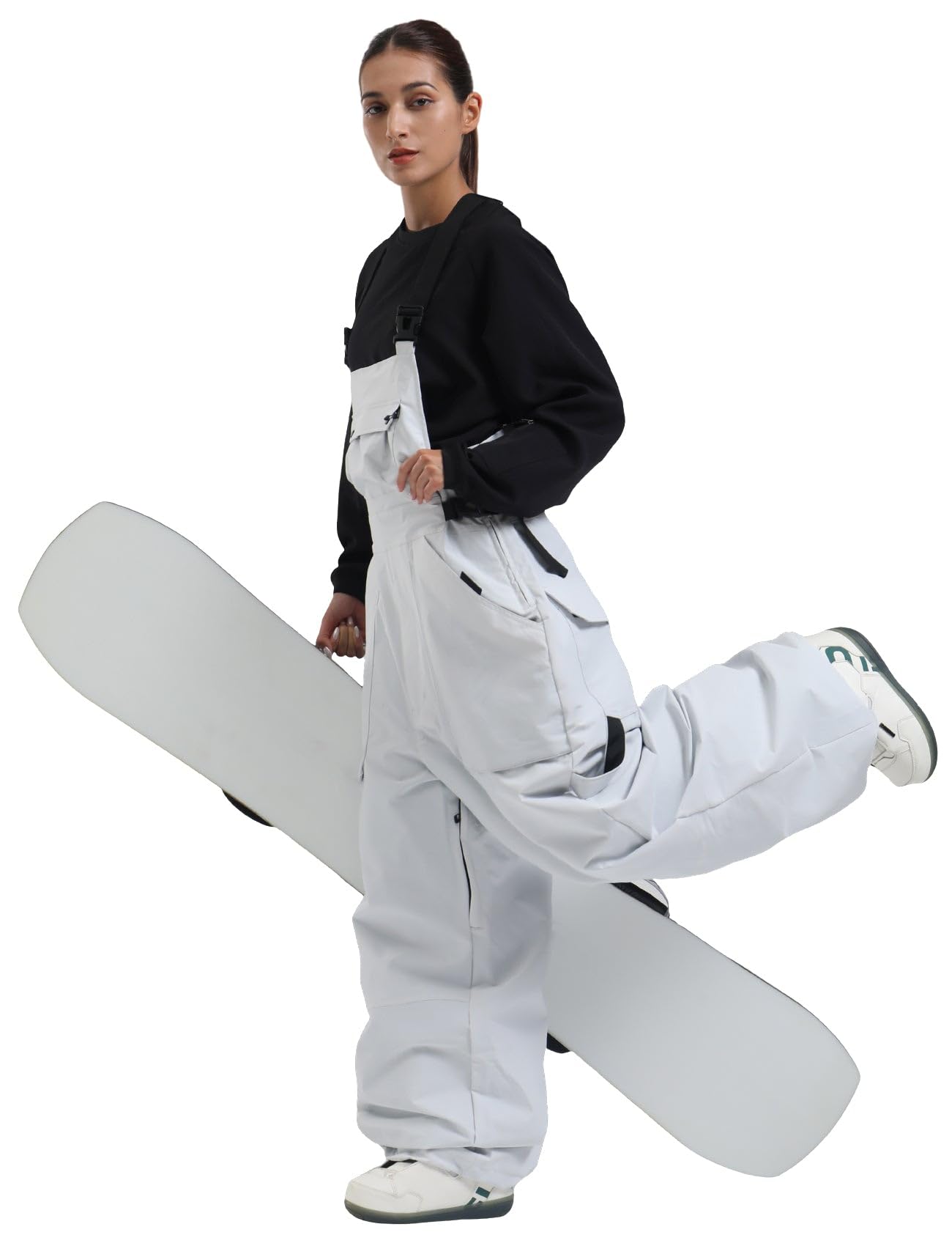 GSOU SNOW Women Snow Bibs Pants Baggy Snowboard Pant Ski Pants Bibs Overalls Waterproof Windproof Insulated