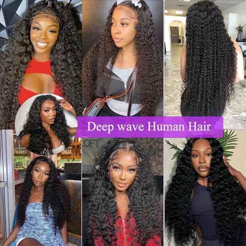 200% Density 32 Inch Deep Wave Lace Front Wigs Human Hair 13X6 HD Lace Frontal Curly Human Hair Wig Fluffy Natural Pre Plucked Wet And Wavy Wigs for Black Women Girl