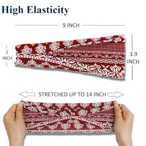 AKTVSHOW 12 Pack Boho Headbands - Wide Non-Slip Elastic Headbands, Trendy Hair Accessories for Women's Yoga, Workout, and Fashion