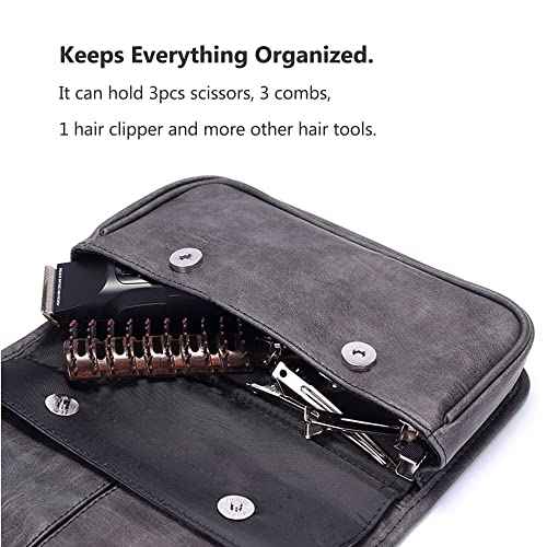 PERFEHAIR Professional Hair Stylist Scissor Cases - Hair Cutting Barber Grooming Shear Tools Holder Pouch Carrying Bag, PU Synthetic Leather, Black
