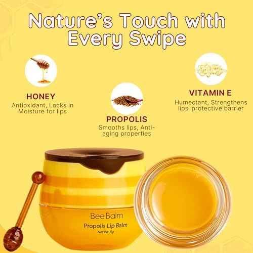 Original My Bee Balm Lip Balm - Propolis Hydrating Balm Honey Pot for Dry, Chapped & Cracked Lips with Propolis, Honey & Vitamin E - Soften, Smooth & Reduce Lip Lines