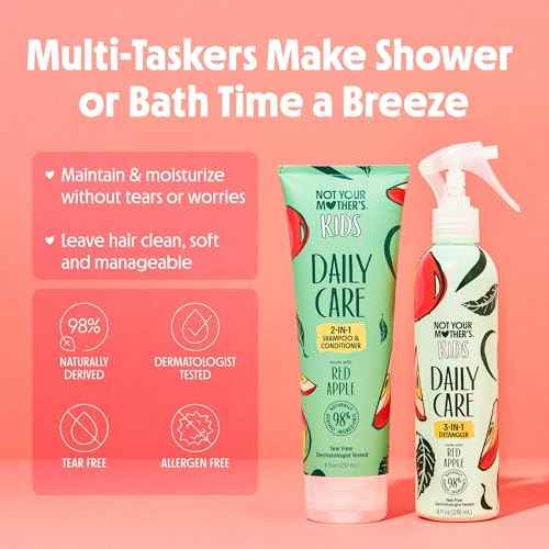 Not Your Mother's Kids Daily Care 2-In-1 Shampoo & Conditioner and 3-In-1 Detangler (2-Pack) - Hair Products for Kids - Ideal for All Hair Types