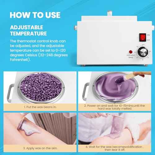 5.5Lbs Professional Wax Warmer for Hair Removal with 20¡É-120¡É Temperature Control, with 100 Wax Sticks & 50 Strips, for Salon & Home Use