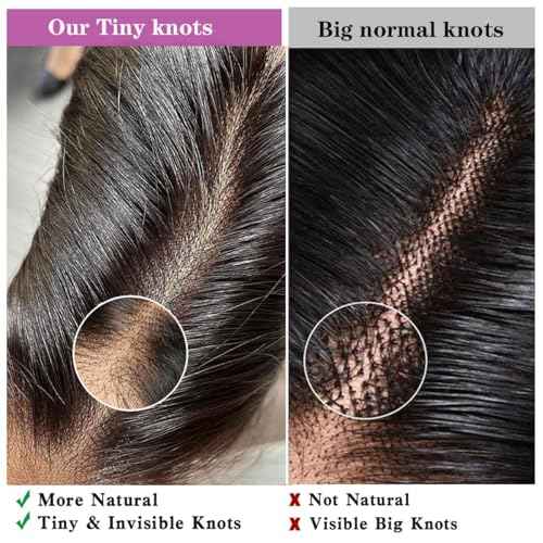 2x6 SKINLIKE Real HD Lace Closure Deep Parting Straight Human Hair 0.095mm Ultra-thin hd lace Closure Tiny knots Brazilian Virgin Human Hair Closure pre plucked with Natural Hairline, 20inch