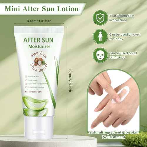 24 Pcs After Sun Lotion Mini Aloe Vera Lotion Bulk Travel, 1 oz Travel Size Aloe Vera Skin Moisturizer Organic Mini Sunscreen Bulk Party Favor Moisturizing for Face and Body