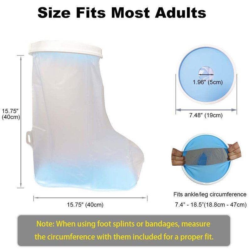 Non-Slip Waterproof Foot Cast Covers for Shower Adult, Shower Boot Foot Protector, Adult Cast Protector for Shower Ankle Foot After Surgery(15.75" in. Long)