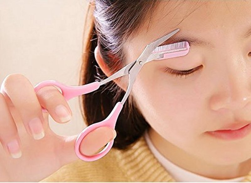 Eyebrow Comb Scissors - Precision Trimmer for Eyebrow & Eyelash Grooming | Beauty Tool Set with Free Comb