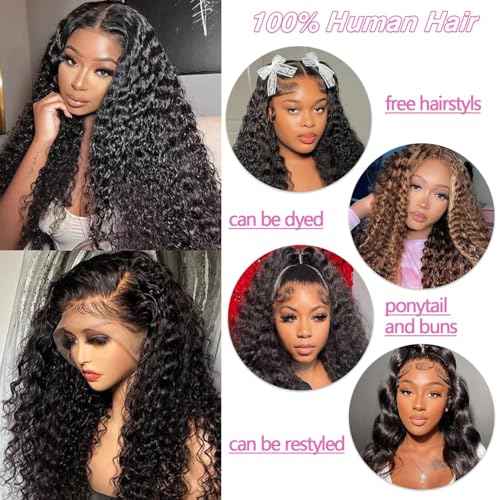 28 Inch Water Wave Lace Front Wigs Human Hair 13x6 HD Lace Frontal Wigs Pre Plcked Deep Part Curly Wig for Women 200% Density Water Wave Lace Front Wigs With Baby Hair