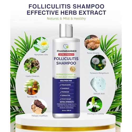 Anti-Fungal Shampoo for Folliculitis, Seborrheic Dermatitis, Scalp Psoriasis - Relieves Itchy & Dry Scalp