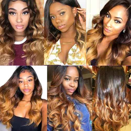 4/27 Body Wave Bundles Human Hair Ombre Blonde Bundle 24 26 28 Inch 3 Tone Brown and Blonde Body Wave Bundles Niegmeag Virgin Soft and Silky Remy Hair Extensions 300g