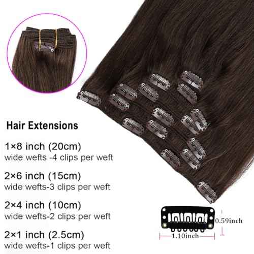 ORIGEN Clip in Hair Extensions Real Human Hair Clips ins Remy Hair Extensions for Women Full Head Dark Brown 120g 16 Clips 7 Pcs 16 Inches