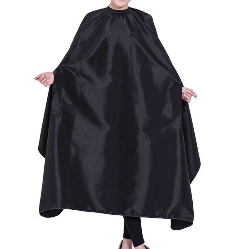 OLizee Hair Cut Hairdressing Cape Cloth Apron Stretch Out Hand Waterproof Salon Barber Gown 57 x 63, (Black)