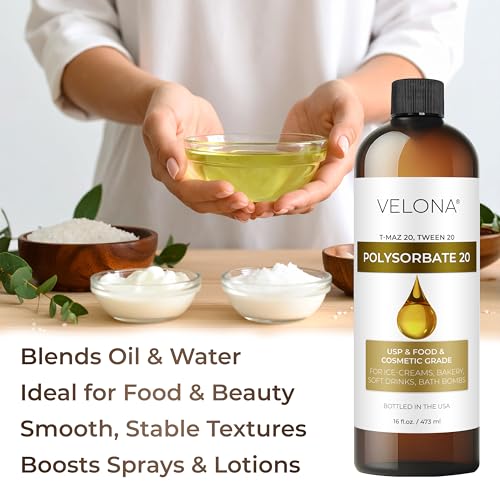 Polysorbate 20 by Velona - 64 Fl Oz | Solubilizer, Food & Cosmetic Grade | All Natural for Cooking, Skin Care and Bath Bombs | Use Today - Enjoy Results