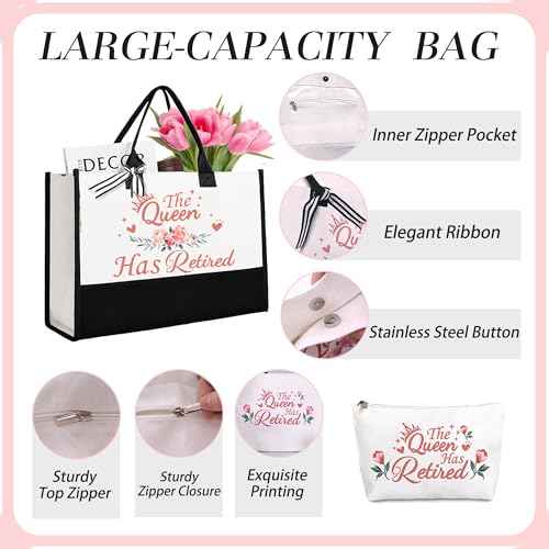Crenics Retirement Gift for Women, Happy Retirement Gifts for Coworker, Friends, Boss, Teachers, Nurses, Mom, Grandma Retirees, Best Retired Gifts with Tote Bag Set