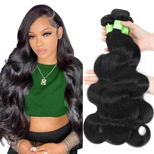 Human Hair Bundles Body Wave Bundles Human Hair 18 20 22 Inch 12A Grade 100% Unprocessed Brazilian Virgin Hair Body Wave 3 Bundles Deals Real Human Hair Extensions For Black Women Natural Black