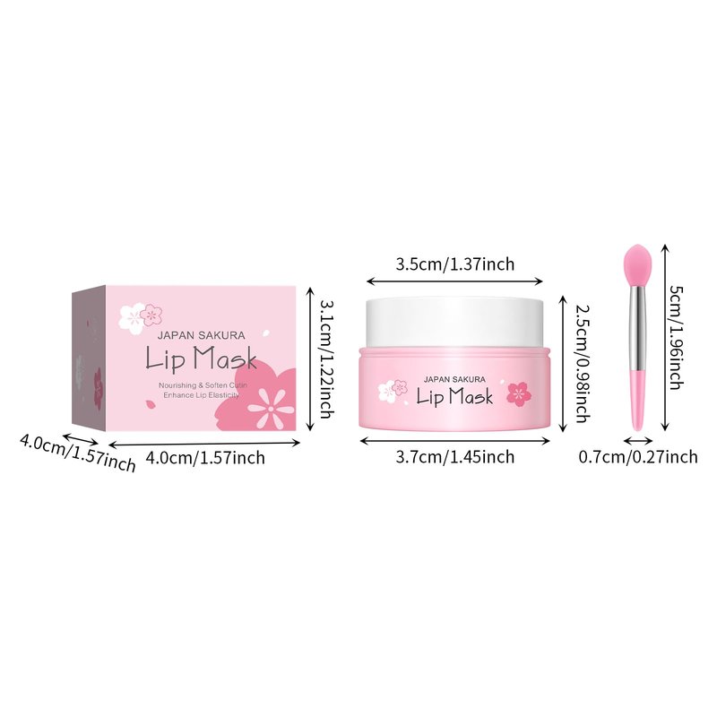 BEUKING Sakura Lip Mask Mud Overnight Anti-oxidant Day and Night Repair Sleeping Lip Balm Moisturizing Reduce Lip Line Delicate Skin for Women Prevention Dry Crack Lip Scrubs Exfoliator (15 g/0.53 oz)