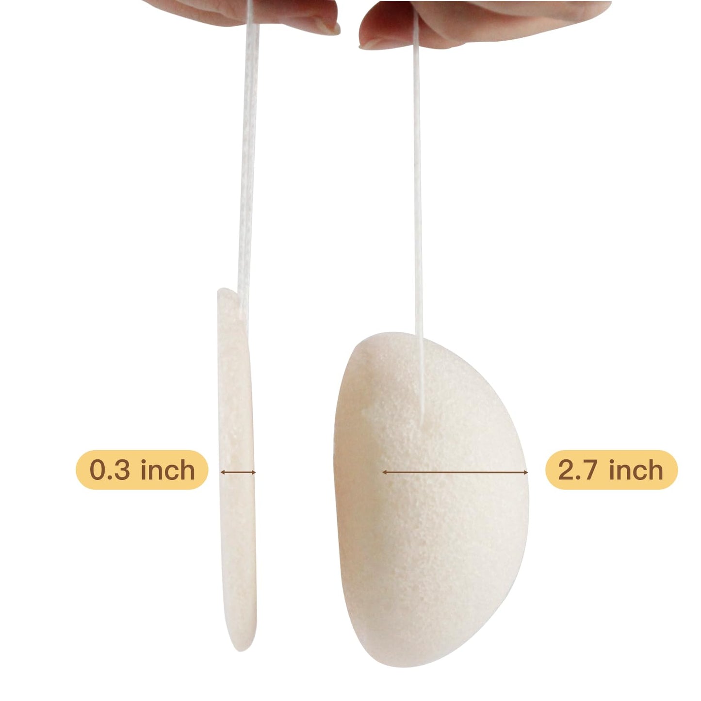 Spunspon Konjac Exfoliating Organic Facial Sponge Set | Gentle Daily Face Scrub/Skincare | Super Soft Body Cleansing Sponge for Shower, Safe for Baby Bathing, Half Ball + Rectangle (4 Pack, White)