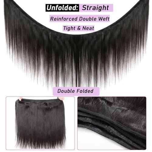 Beautymoon Straight Weave Bundles Human Hair 18 18 18 Inch 12A Human Hair Bundles Straight 100% Unprocessed Brazilian Virgin Hair Extensions Double Weft For Black Women