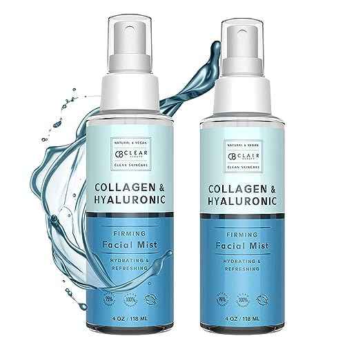 Clear Beauty Hyaluronic Acid & Collagen Face Mist - Dermatologist Tested, Moisturizes & Tones Skin, Anti-Aging, Natural Ingredients, Cruelty-Free Korean Skin Care - All Skin Types - 4 OZ (2 Pack)