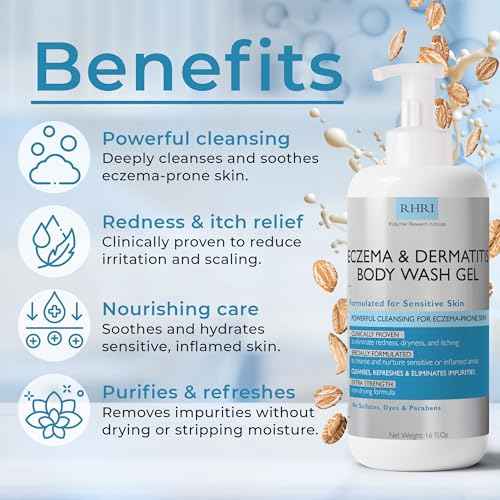 Eczema Body Wash | Eczema Treatment | Gel Cleanser For Eczema Prone Skin | Soothes Dryness & Itching, Gentle On Eczema & Dermatitis, Sulfate-Free With A Free Scrubber Brush