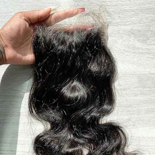 BEEOS Body Wave 4x4 SKINLIKE Real HD Lace Closure, Pre-Plucked Bleached Knot 0.1mm Ultra-thin Invisible HD Lace Human Hair Closure 18 Inch