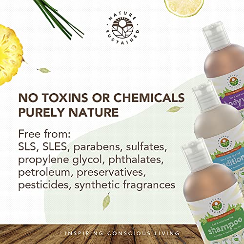 Probiotic Soapberry Body Wash, Shampoo & Conditioner Gift Bundle [Unscented] (3 Pack, pH Balanced) for Dry Hair and Sensitive Skin - (9 Oz. Bottles)