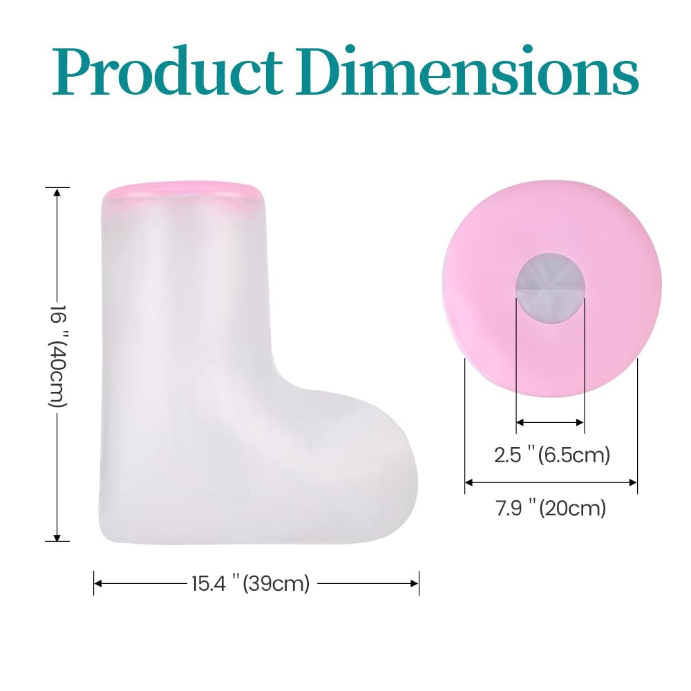 Mosago Waterproof Cast Covers for Shower Leg, Soft Comfortable Short Leg Protector for Shower Adult, Keep Wound/Bandage Dry Bath, Broken Legs/Knee/Foot/Ankle, Reusable Wound Care Supplies (Pink)