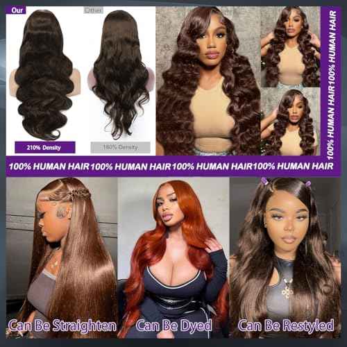 Chocolate Brown Lace Front Wig Human Hair 13x6 Transparent Brown Body Wave Lace Front Wigs Pre Plucked with Baby Hd Lace Wig Colored Frontal Wigs Human Hair for Women 20Inch