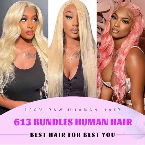 613 Bundles Blonde Bundles Human Hair 28 Inch 613 Body Wave bundles 100% Unprocessed 12A Grade Brazilian Virgin Hair Bundles 1 Bundle Human Hair 613 Blonde Bundle Human Hair Extensions for Women