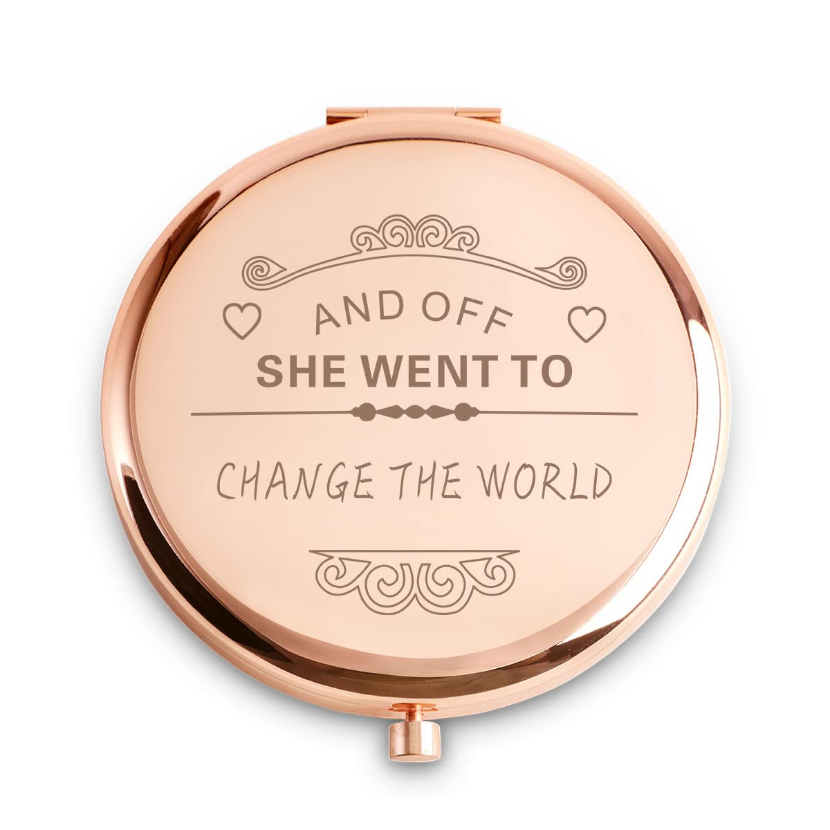 Skiennix Personalized Compact Mirror - Unique Engraved Gift for Women | Perfect for Mother's Day, Birthdays, and Graduations - Rose
