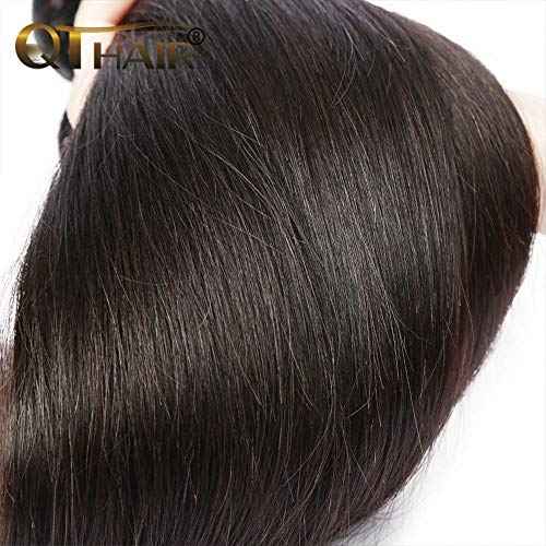 QTHAIR 16A Straight Human Hair Bundles 100% Unprocessed Indian Virgin Human Hair Extensions Indian Straight Virgin Human Hair Bundles (18" 18" 18",300g,Natural Black)