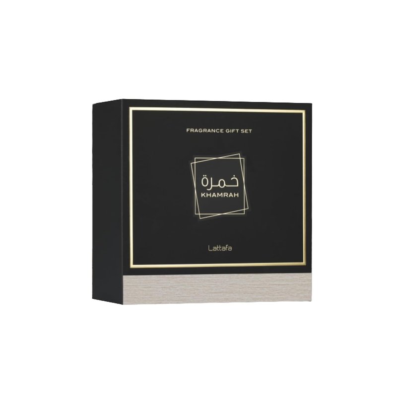 Lattafa Khamrah | Eau De Parfum Gift Set with 100ml Perfume, 12ml Travel Spray & 50ml Hair Mist