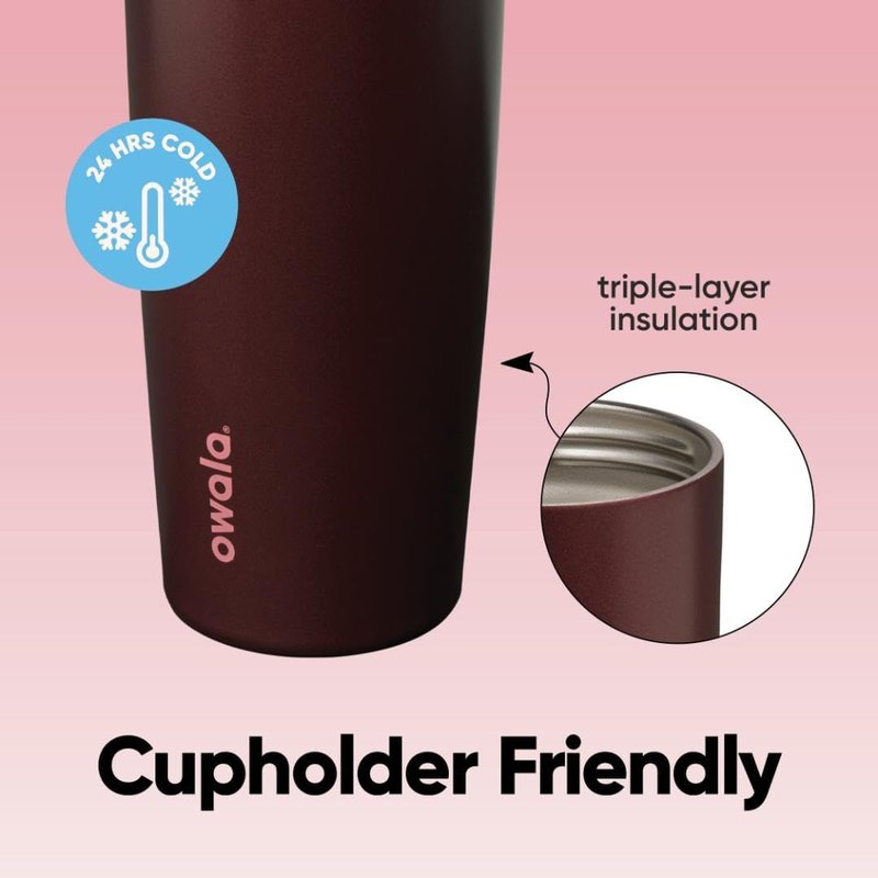 Owala FreeSip Sway Insulated Water Bottle - 30oz Stainless Steel, Two-Way Spout & Built-In Straw | Black Cherry