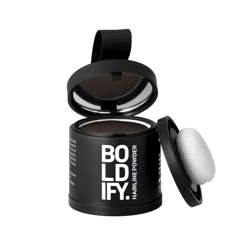 BOLDIFY Hairline Powder (LARGE, 10g) - Water-Resistant Root Touch Up Hair Color for Gray Coverage - 24-Hour Stain-Proof, Mess-Free Hair Powder for Thinning Hair - Dark Brown