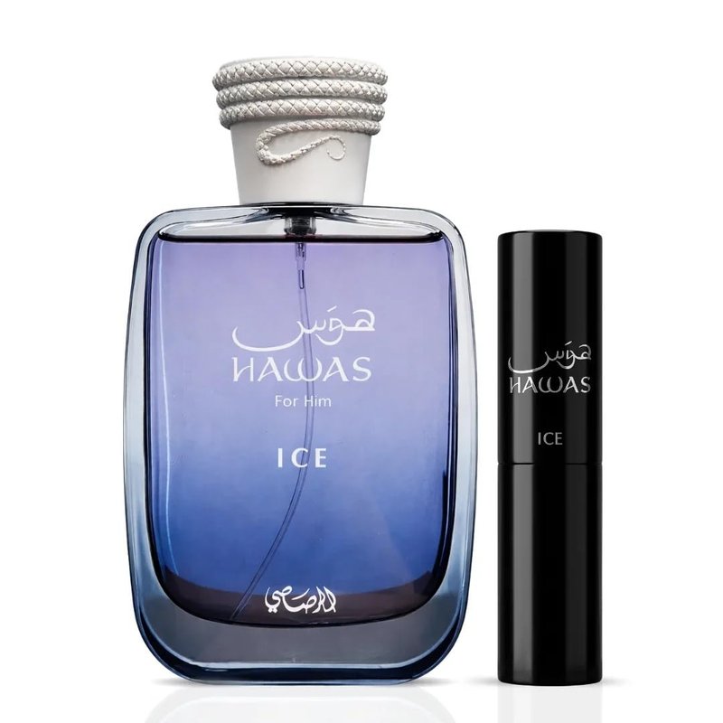 RASASI Hawas Ice For Men 2 piece Travel Set Eau De Parfum Spray 100ML (3.4 Oz) & 8ml (0.27 Oz)