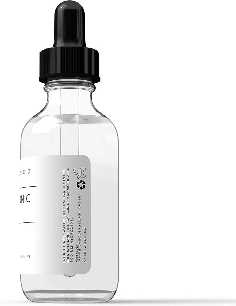 Asterwood Pure Hyaluronic Acid Serum for Face - Plumping, Anti-Aging, Hydrating - Fragrance-Free - 1 Fl Oz