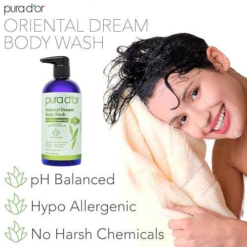 PURA D'OR 16 Oz Oriental Dream Body Wash ? Invigorating Lemongrass Scent ? Aloe Vera Based, Infused with Tea Tree & Eucalyptus Oils ? pH Balanced, Sulfate-Free, Hypoallergenic, Vegan ? For Men & Women