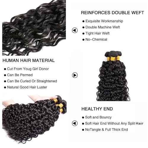 Water Wave Bundles Human Hair 30 32 34 Inch Wet And Wavy Human Hair Bundles Brazilian Virgin Remy Hair Extensions Double Weft Healthy And Soft 3Pcs/Set Deals