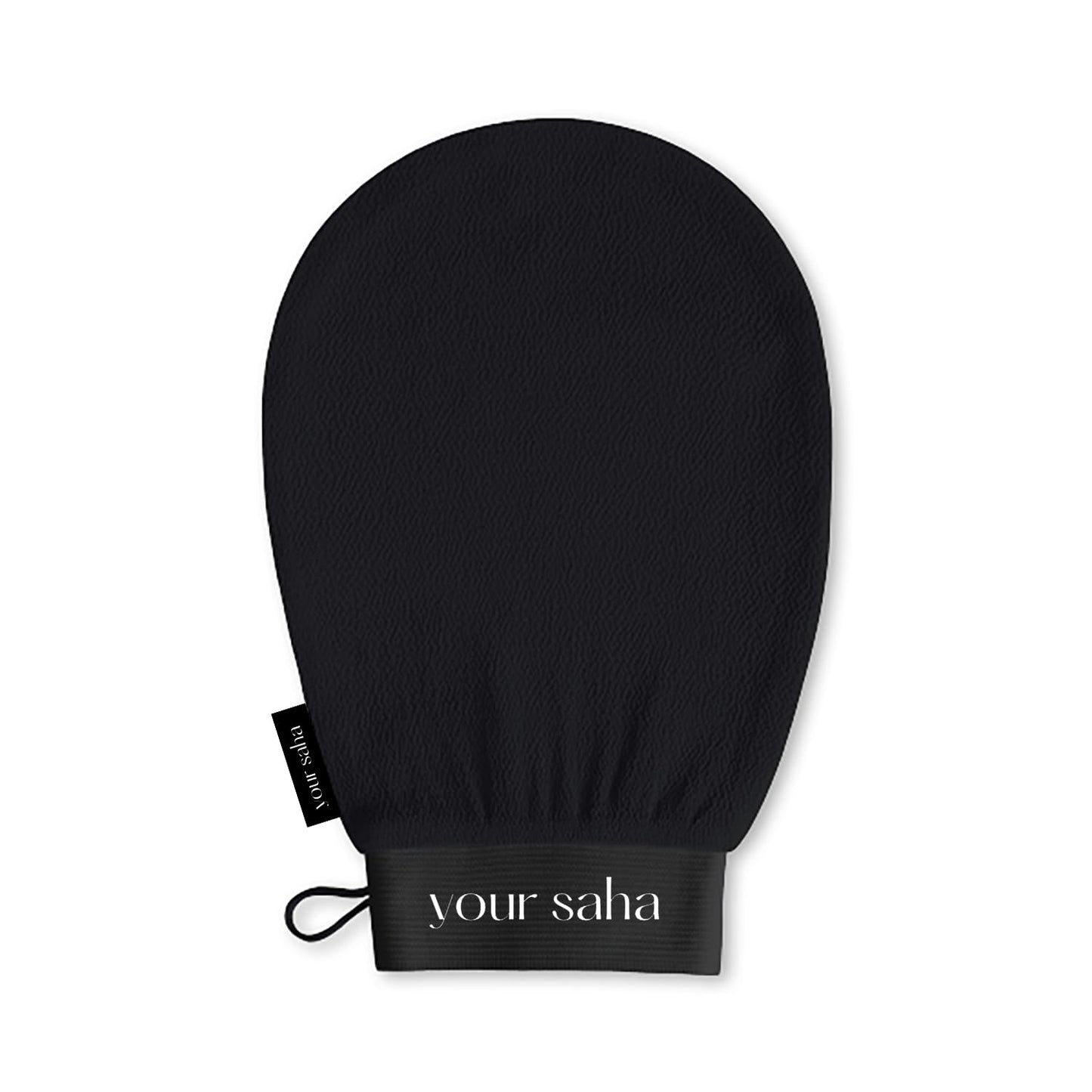 Your Exfoliating Kessa Glove – Moroccan Spa Glove for Gentle Dead Skin Removal, Smooths & Softens Skin, Reusable, Ideal for At-Home Hammam, Enhances Natural Glow & Skin Texture (Black- Larger Fit)