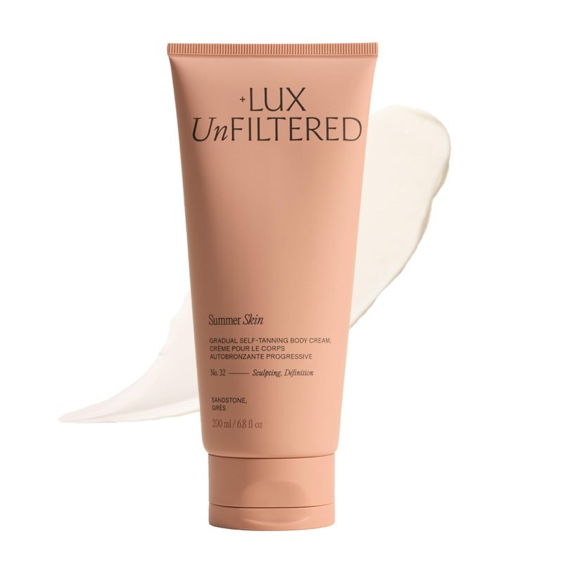 Lux Unfiltered N°32 Summer Skin Tanning Lotion - Gradual Self Tanner with Peptides & Caffeine | Firms & Tones Skin, Sandstone