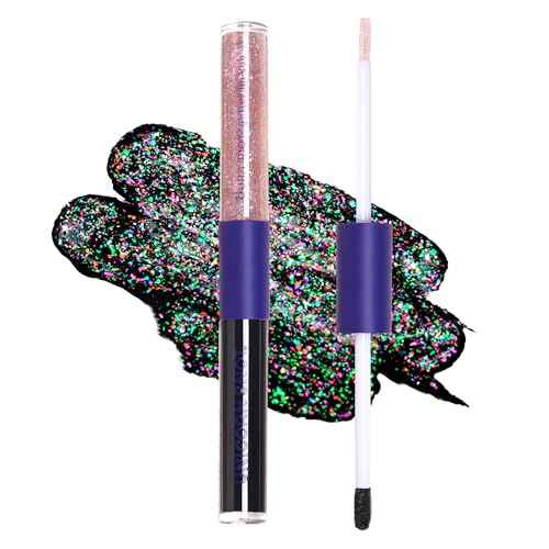 UNICORN SNOT Quiet Riot¢â Glitter Lip Duo | 2-in-1 Set: Matte Lipstick & Plastic-Free Glitter | Christmas Gift, Holiday Stocking Stuffer & Christmas Makeup | 0.15oz Black Lipstick & 0.16oz Gloss, Chasm