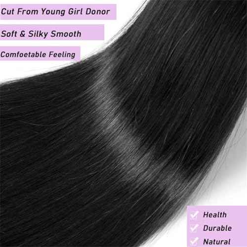 Beautymoon Straight Weave Bundles Human Hair 18 18 18 Inch 12A Human Hair Bundles Straight 100% Unprocessed Brazilian Virgin Hair Extensions Double Weft For Black Women