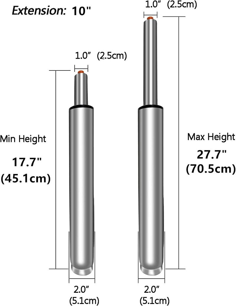 18" to 28" Long Adjustable Gas Lift Cylinder Tube for Bar Stool Drafting Chair Replacement Parts,Heavy Duty Hydraulic Pneumatic Cylinder Shock Piston (10" Lift Stroke)
