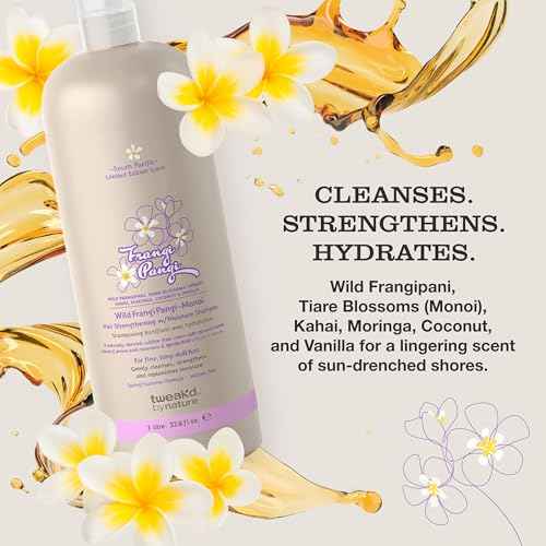Tweak¡¯d by Nature - Restore Frangi Pangi-Monoi Hair Strengthening Shampoo for Fine Hair, Cleansing with Coconut, Monoi Oil and Wild Frangipani for Softness and Shine, Sulfate Free (33.8 ounces)