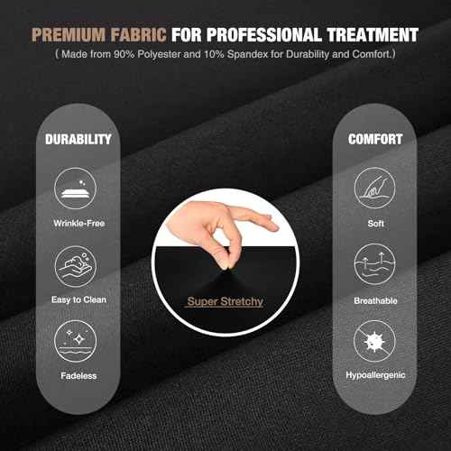 Lash Bed Cover Professional Stretchy Spa Bed Cover Reusable Massage Table Cover Beauty Bed Protective Topper, Excellent for Lash Extension, Massage, Spa, Beauty Salon, Wax, Tattoo (Black)