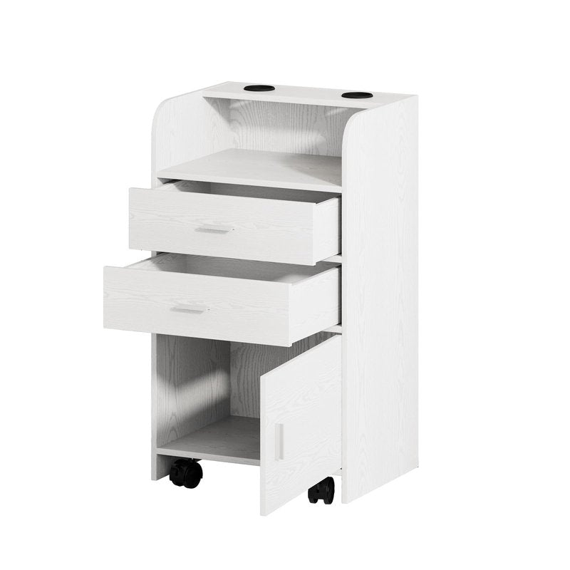 4ever2buy Salon Station for Hair Stylist, White Beauty Barber Station, Salon Trolley Cart with Wheels, Mobile Organizer for Salon, Spa, Barbershop, Nail & Beauty Tools, White